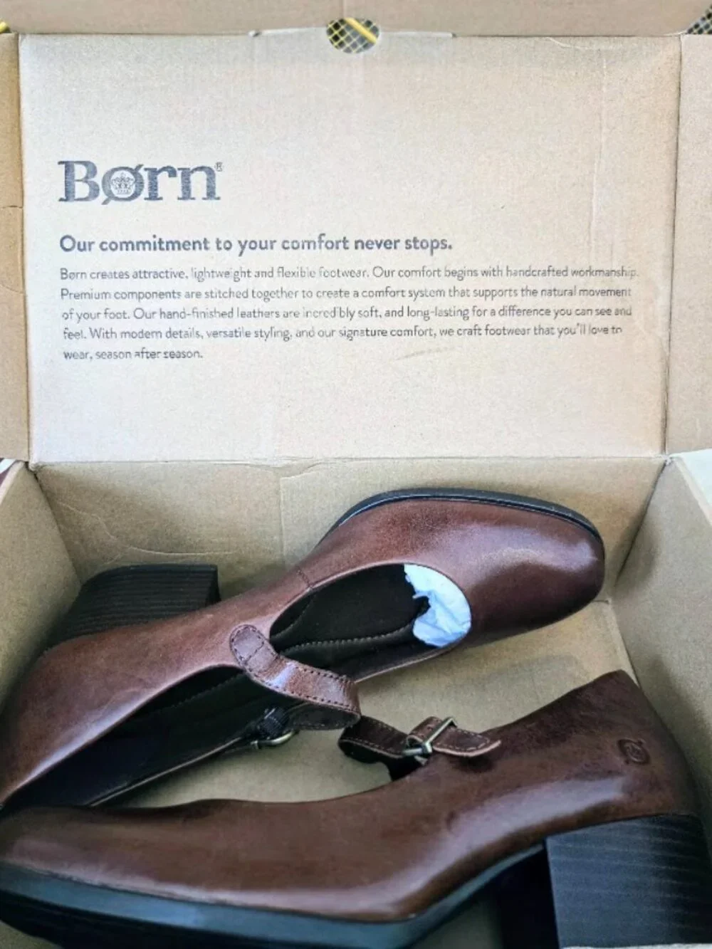 Born Kiki Brown Leather Mary Jane Block Heel Pumps Size 10, NIB